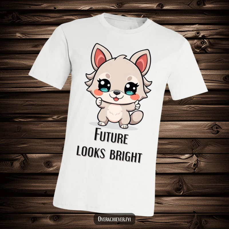 Funny T-Shirt showcasing a determined animal with a beaming smile, confidently pointing towards a promising and bright future.