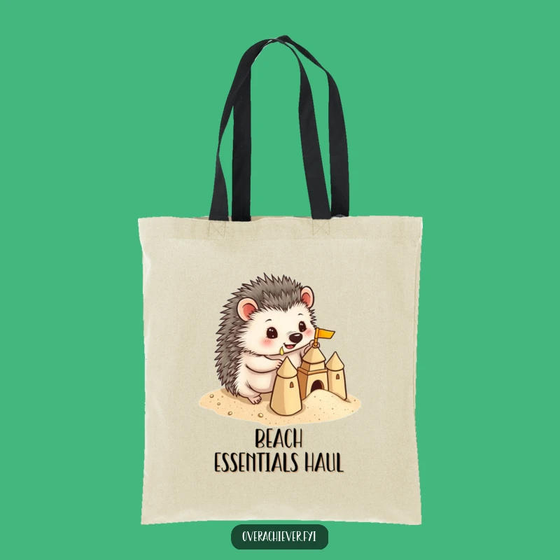 Funny Hedgehog Sandcastle Tote Bag: Carry Your Beach Fun & Humor