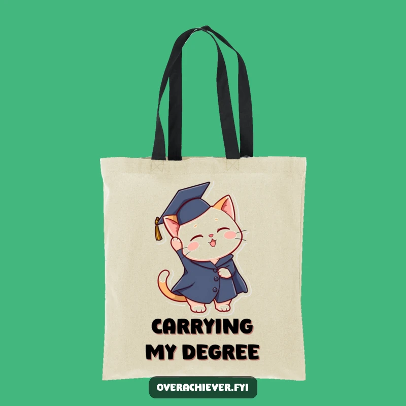 Funny Graduation Cat Tote Bag - Carry Your Books and Brilliance with This Funny Feline!