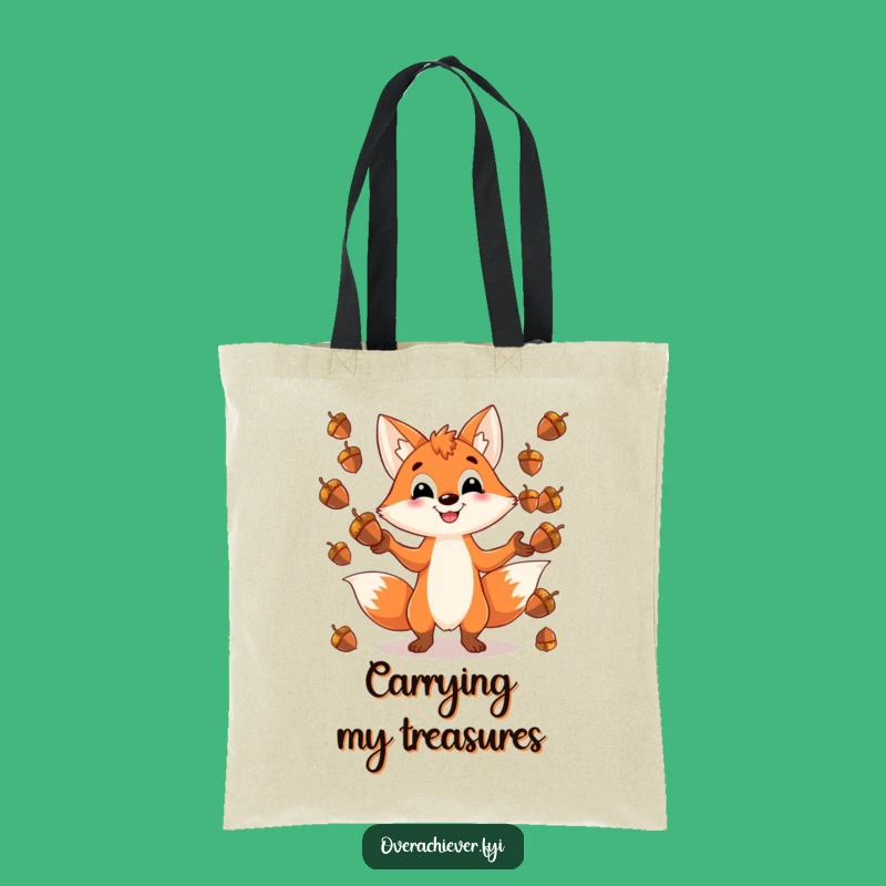 Funny Fox Tote Bag - Playful Acorn Juggling Carry-All