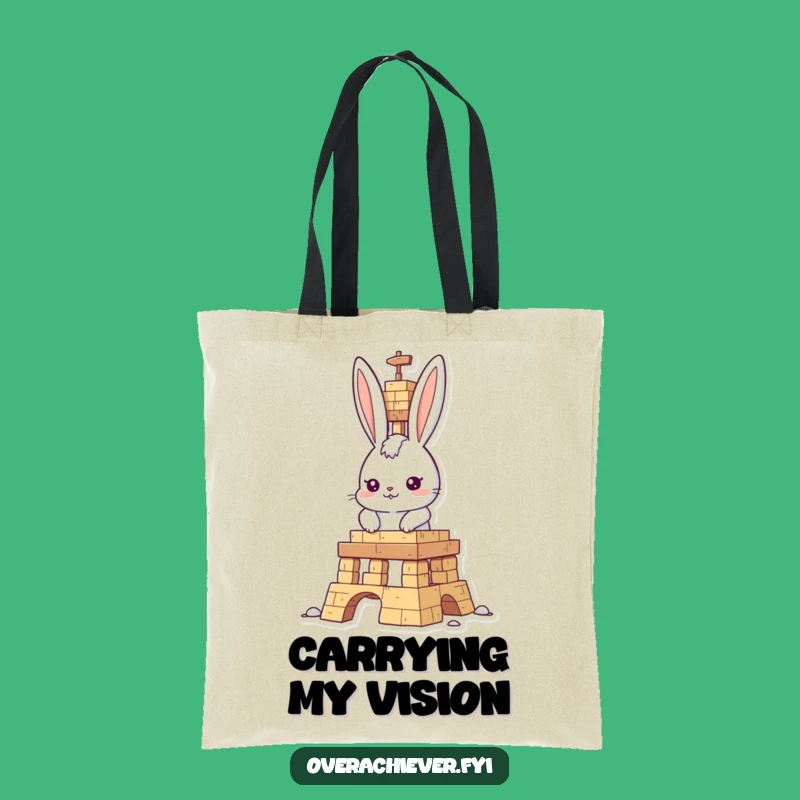Funny Rabbit Builder Tote Bag: Strong Character Carry-All for Laughs