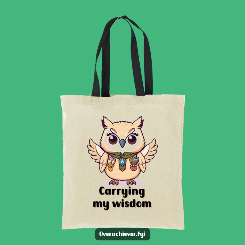 Funny Owl Badges Tote Bag: Diligent Scholar Design for Carrying Pride