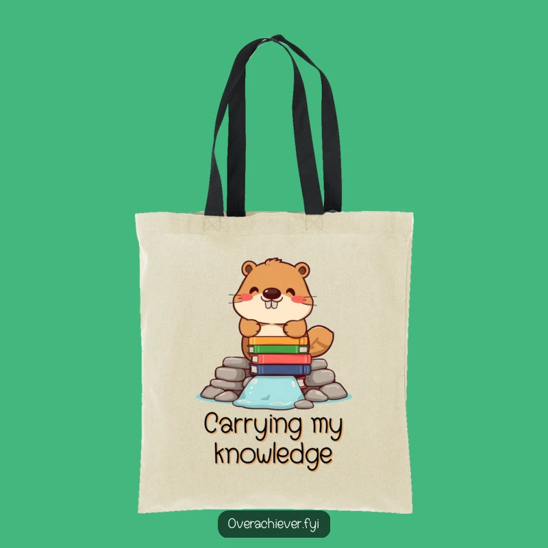 Funny Beaver Tote Bag - Carry Your Books and Wit!