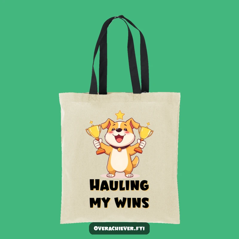 Funny Dog Juggling Trophies Tote Bag - Carry Your Success with This Hilarious Pooch!