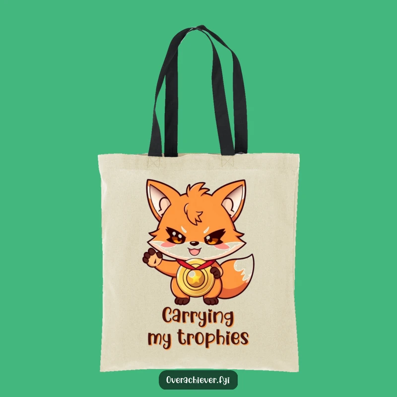 Funny Fox Medal Tote Bag: Winner's Essential Carry-All, Perfect Funny Gift