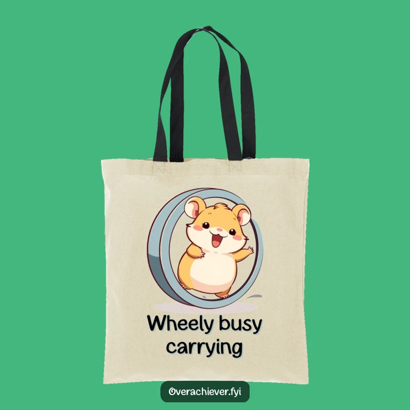 Funny Hamster Power Tote Bag: Carry Your Energy with Rodent Speed, Gift Idea
