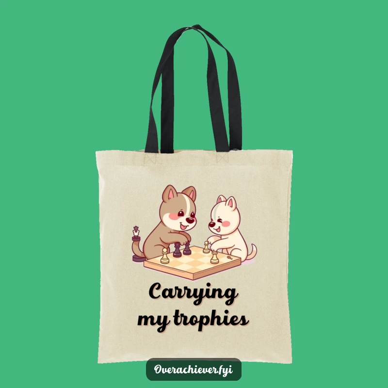Funny Kawaii Dog Chess Tote Bag - Stylish and Hilarious Solo Win Carryall Gift