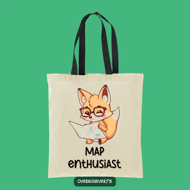 Funny Fox Map Study Tote Bag: Carry Your Adventures with Hilarious Style!