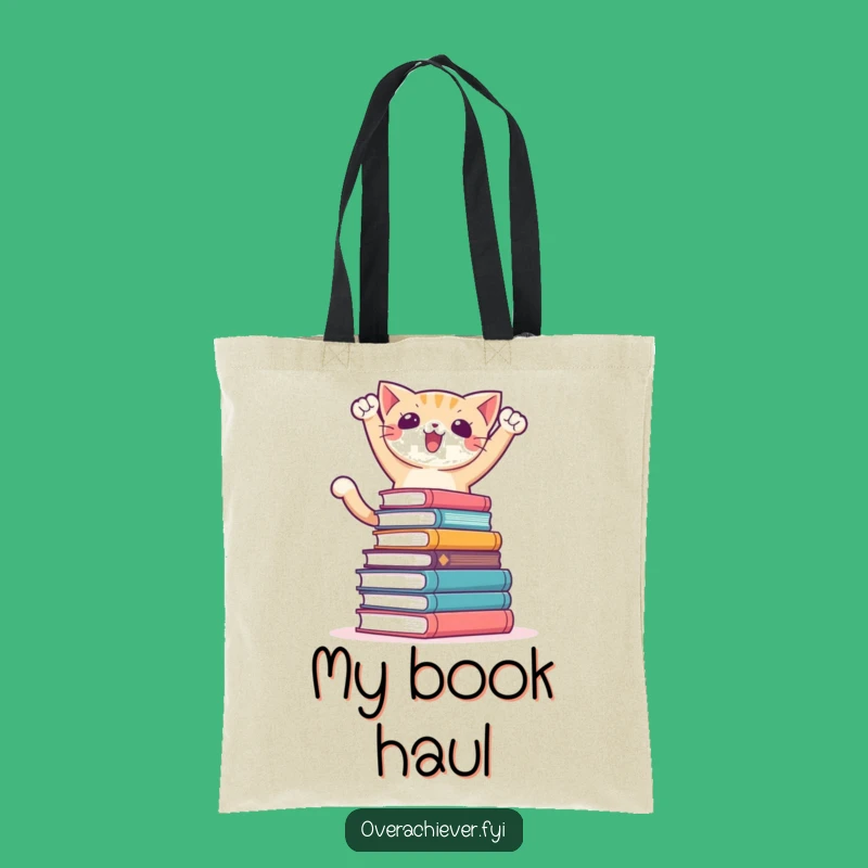Funny Library Cat Tote Bag: Conquering Books with Triumph, Essential Funny Gift Bag