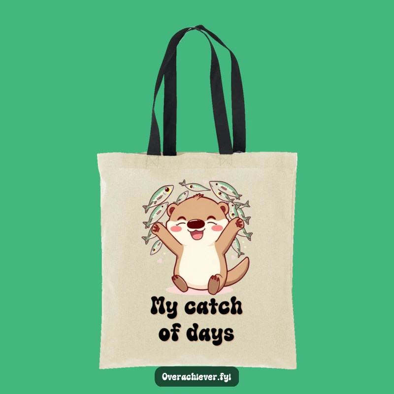 Funny Otter Fish Juggling Tote Bag: Carry Your Bounty with Humorous Style Gift